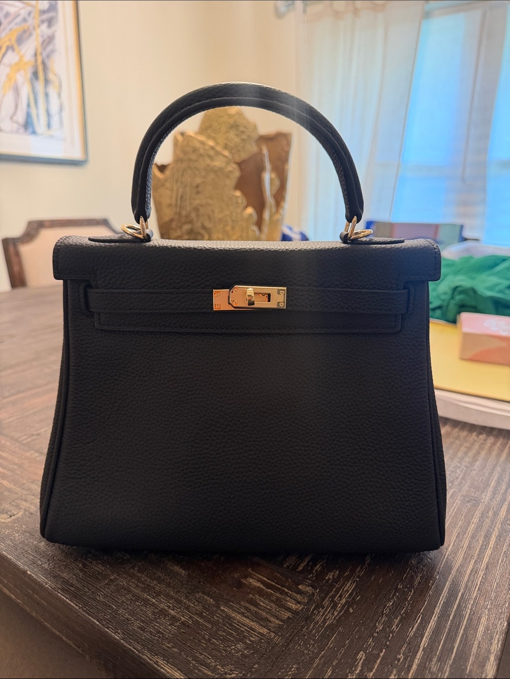The Vault Label Alora Top Handle Structured Satchel with Gold-Tone Hardware